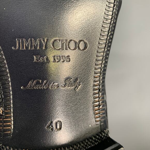 JIMMY CHOO Size 7 Silver Black Medusa Jacquard Tassels Loafers main image 8